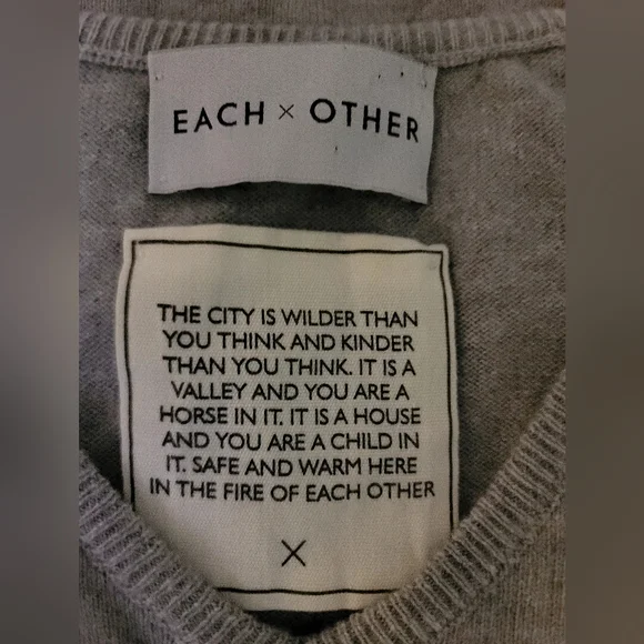 Each x Other Sweater Gray Patched 100% Cashmere Relaxed Fit V-neck Size XS
